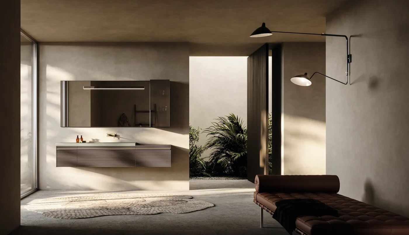 Reverso Komposition &mdash; Taupe matt mit Gres-Waschtisch